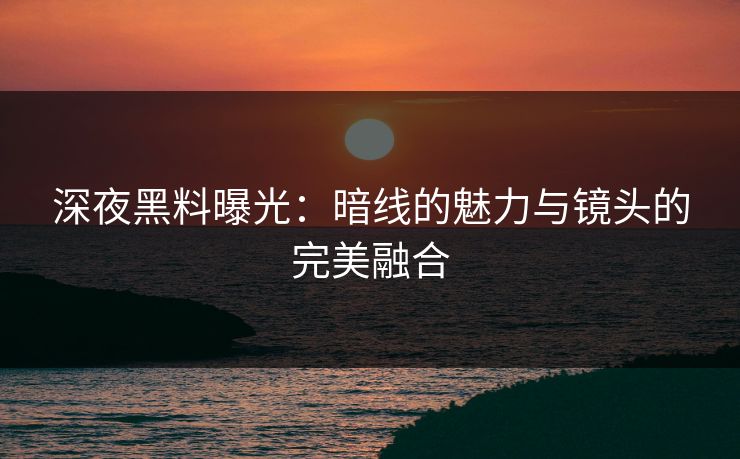深夜黑料曝光：暗线的魅力与镜头的完美融合