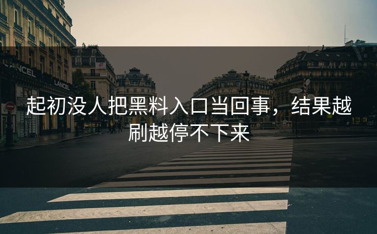 起初没人把黑料入口当回事，结果越刷越停不下来