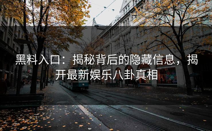 黑料入口：揭秘背后的隐藏信息，揭开最新娱乐八卦真相