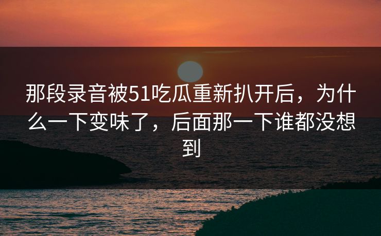 那段录音被51吃瓜重新扒开后，为什么一下变味了，后面那一下谁都没想到