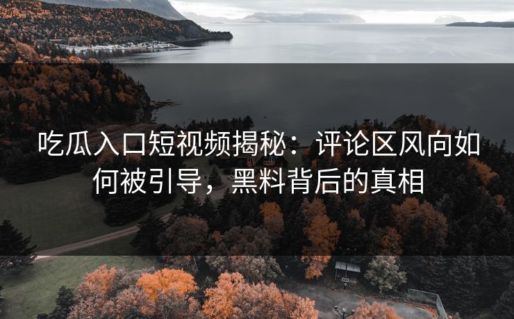 吃瓜入口短视频揭秘：评论区风向如何被引导，黑料背后的真相