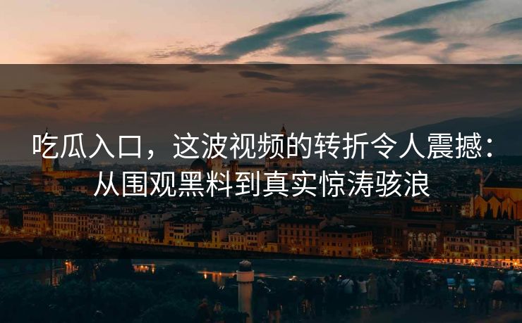 吃瓜入口，这波视频的转折令人震撼：从围观黑料到真实惊涛骇浪