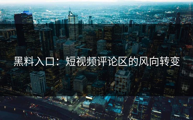 黑料入口：短视频评论区的风向转变
